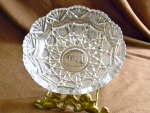 Cut Glass Type Items: Bowl, embossed Globe Stamp