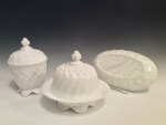 Milk Glass Sugar, Butter, and Oval Dish